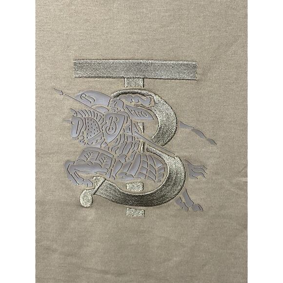 Burberry TB Monogram Embroidered Logo Organic T-Shirt Brown Size XS Overfit NWT - Picture 5 of 15